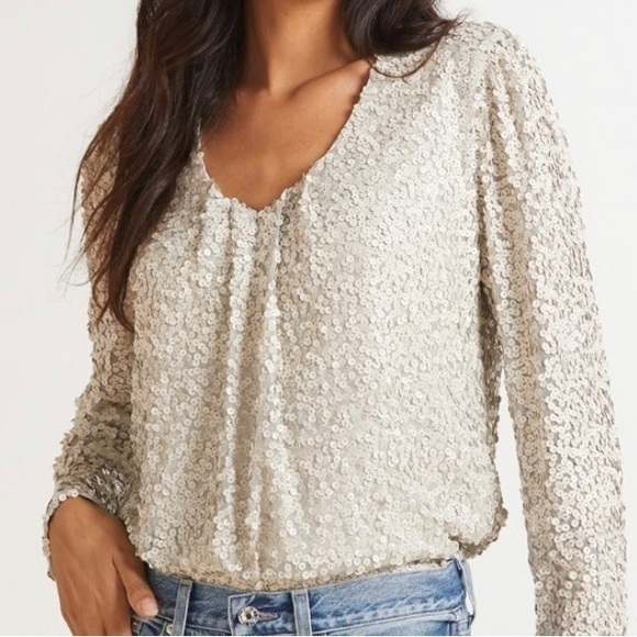 NWT Allison Joy sequin top Nina Matte Party Blouse Formal Evereve New Years xs - Picture 1 of 13